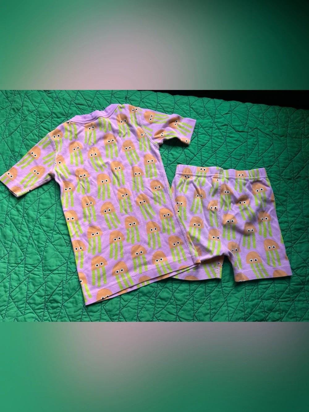 Hanna Andersson Pink Jellyfish Pajama Set with Green Tentacles